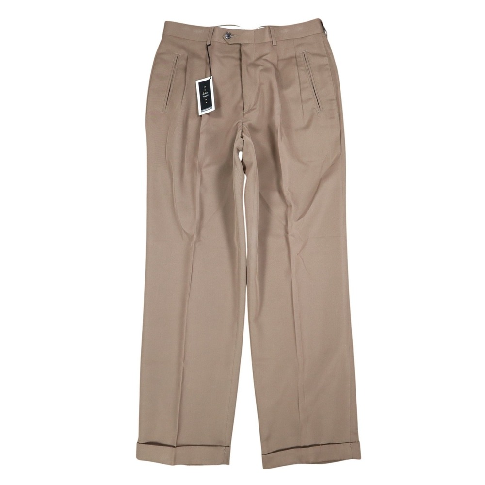 Haggar Black Label Pants Mens 33x30 Vintage 90s Khaki Micromattique Pleated NWT